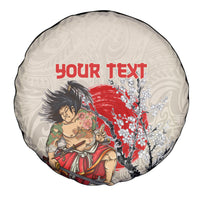 Personalised Japanese Culture Hawaii Style Spare Tire Cover Japanese Samurai with Hawaiian Pattern LT03 - Polynesian Pride