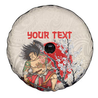 Personalised Japanese Culture Hawaii Style Spare Tire Cover Japanese Samurai with Hawaiian Pattern LT03 - Polynesian Pride