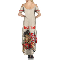 Personalised Japanese Culture Hawaii Style Summer Maxi Dress Japanese Samurai with Hawaiian Pattern LT03 - Polynesian Pride