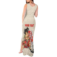 Personalised Japanese Culture Hawaii Style Tank Maxi Dress Japanese Samurai with Hawaiian Pattern LT03 - Polynesian Pride
