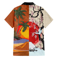Japanese Culture Hawaii Style Family Matching Long Sleeve Bodycon Dress and Hawaiian Shirt Mauna Kea and Fuji Mountains LT03 - Polynesian Pride