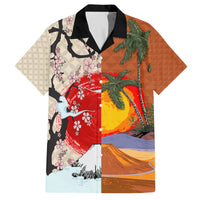 Japanese Culture Hawaii Style Family Matching Summer Maxi Dress and Hawaiian Shirt Mauna Kea and Fuji Mountains LT03 Dad's Shirt - Short Sleeve Brown - Polynesian Pride