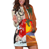 Japanese Culture Hawaii Style Hoodie Dress Mauna Kea and Fuji Mountains LT03 Brown - Polynesian Pride