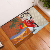 Japanese Culture Hawaii Style Rubber Doormat Mauna Kea and Fuji Mountains LT03 Brown - Polynesian Pride
