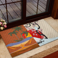 Japanese Culture Hawaii Style Rubber Doormat Mauna Kea and Fuji Mountains LT03 - Polynesian Pride
