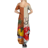 Japanese Culture Hawaii Style Summer Maxi Dress Mauna Kea and Fuji Mountains LT03 - Polynesian Pride