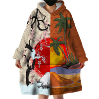Japanese Culture Hawaii Style Wearable Blanket Hoodie Mauna Kea and Fuji Mountains LT03 - Polynesian Pride