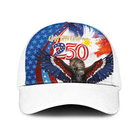 Philippines and United States Semiquincentennial Baseball Net Cap Eagle and National Flag Style LT03 One Size White Multicolor - Polynesian Pride