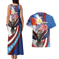 Philippines and United States Semiquincentennial Couples Matching Tank Maxi Dress and Hawaiian Shirt Eagle and National Flag Style