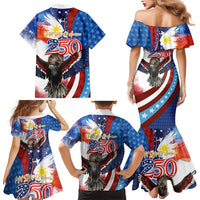 Philippines and United States Semiquincentennial Family Matching Mermaid Dress and Hawaiian Shirt Eagle and National Flag Style
