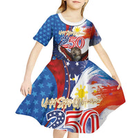 Philippines and United States Semiquincentennial Kid Short Sleeve Dress Eagle and National Flag Style LT03 - Polynesian Pride