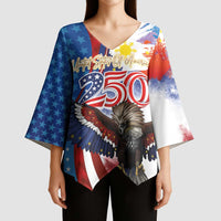 Philippines and United States Semiquincentennial Kimono Sleeve Blouse Eagle and National Flag Style LT03 - Polynesian Pride