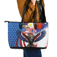 Philippines and United States Semiquincentennial Leather Tote Bag Eagle and National Flag Style LT03 - Polynesian Pride