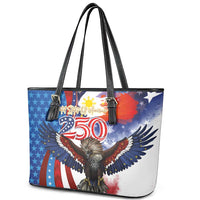Philippines and United States Semiquincentennial Leather Tote Bag Eagle and National Flag Style LT03 - Polynesian Pride