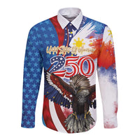 Philippines and United States Semiquincentennial Long Sleeve Button Shirt Eagle and National Flag Style LT03 Unisex Multicolor - Polynesian Pride
