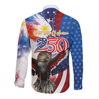 Philippines and United States Semiquincentennial Long Sleeve Button Shirt Eagle and National Flag Style LT03 - Polynesian Pride