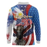 Philippines and United States Semiquincentennial Long Sleeve Polo Shirt Eagle and National Flag Style LT03 - Polynesian Pride
