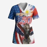 Philippines and United States Semiquincentennial Scrub Top Eagle and National Flag Style LT03 Adult Multicolor - Polynesian Pride