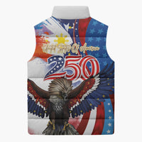 Philippines and United States Semiquincentennial Sleeveless Puffer Jacket Eagle and National Flag Style LT03 - Polynesian Pride
