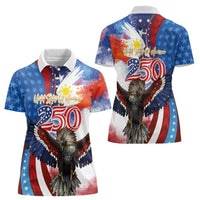 Philippines and United States Semiquincentennial Women Polo Shirt Eagle and National Flag Style LT03 - Polynesian Pride
