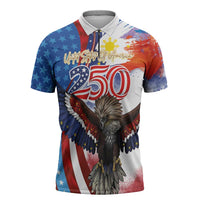 Philippines and United States Semiquincentennial Zipper Polo Shirt Eagle and National Flag Style LT03 Multicolor - Polynesian Pride