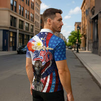 Philippines and United States Semiquincentennial Zipper Polo Shirt Eagle and National Flag Style LT03 - Polynesian Pride