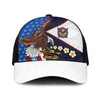 American Samoa and United States Semiquincentennial Baseball Net Cap Bald Eagle with National Flag Style LT03 One Size Black Multicolor - Polynesian Pride