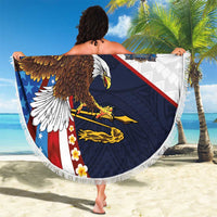 American Samoa and United States Semiquincentennial Beach Blanket Bald Eagle with National Flag Style LT03 - Polynesian Pride