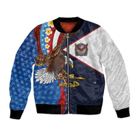 American Samoa and United States Semiquincentennial Bomber Jacket Bald Eagle with National Flag Style LT03 Unisex Multicolor - Polynesian Pride