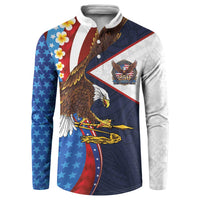 American Samoa and United States Semiquincentennial Button Sweatshirt Bald Eagle with National Flag Style LT03 Multicolor - Polynesian Pride