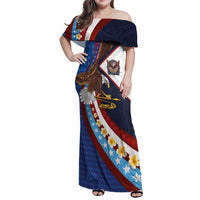American Samoa and United States Semiquincentennial Family Matching Off Shoulder Maxi Dress and Hawaiian Shirt Bald Eagle with National Flag Style