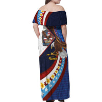 American Samoa and United States Semiquincentennial Family Matching Off Shoulder Maxi Dress and Hawaiian Shirt Bald Eagle with National Flag Style