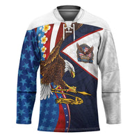 American Samoa and United States Semiquincentennial Hockey Jersey Bald Eagle with National Flag Style LT03 Unisex Multicolor - Polynesian Pride