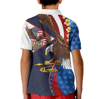 American Samoa and United States Semiquincentennial Kid Polo Shirt Bald Eagle with National Flag Style LT03 - Polynesian Pride