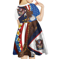 American Samoa and United States Semiquincentennial Kid Short Sleeve Dress Bald Eagle with National Flag Style LT03 - Polynesian Pride