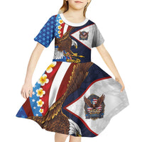 American Samoa and United States Semiquincentennial Kid Short Sleeve Dress Bald Eagle with National Flag Style LT03 - Polynesian Pride