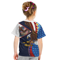American Samoa and United States Semiquincentennial Kid T Shirt Bald Eagle with National Flag Style LT03 - Polynesian Pride