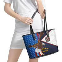 American Samoa and United States Semiquincentennial Leather Tote Bag Bald Eagle with National Flag Style LT03 - Polynesian Pride