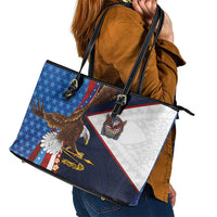 American Samoa and United States Semiquincentennial Leather Tote Bag Bald Eagle with National Flag Style LT03 - Polynesian Pride