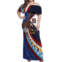 American Samoa and United States Semiquincentennial Off Shoulder Maxi Dress Bald Eagle with National Flag Style LT03 Women Multicolor - Polynesian Pride