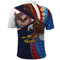 American Samoa and United States Semiquincentennial Polo Shirt Bald Eagle with National Flag Style LT03 - Polynesian Pride