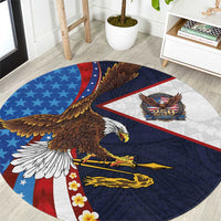 American Samoa and United States Semiquincentennial Round Carpet Bald Eagle with National Flag Style LT03 Multicolor - Polynesian Pride
