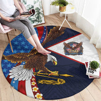 American Samoa and United States Semiquincentennial Round Carpet Bald Eagle with National Flag Style LT03 - Polynesian Pride