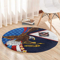 American Samoa and United States Semiquincentennial Round Carpet Bald Eagle with National Flag Style LT03 - Polynesian Pride