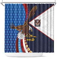American Samoa and United States Semiquincentennial Shower Curtain Bald Eagle with National Flag Style LT03 Multicolor - Polynesian Pride