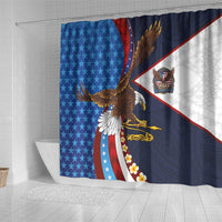 American Samoa and United States Semiquincentennial Shower Curtain Bald Eagle with National Flag Style LT03 - Polynesian Pride