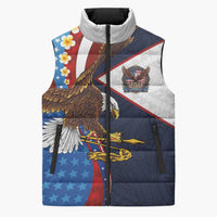 American Samoa and United States Semiquincentennial Sleeveless Puffer Jacket Bald Eagle with National Flag Style LT03 Unisex Multicolor - Polynesian Pride