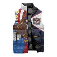 American Samoa and United States Semiquincentennial Sleeveless Puffer Jacket Bald Eagle with National Flag Style LT03 - Polynesian Pride