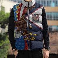 American Samoa and United States Semiquincentennial Sleeveless Puffer Jacket Bald Eagle with National Flag Style LT03 - Polynesian Pride