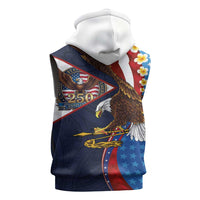 American Samoa and United States Semiquincentennial Sleeveless Zip Hoodie Bald Eagle with National Flag Style LT03 - Polynesian Pride